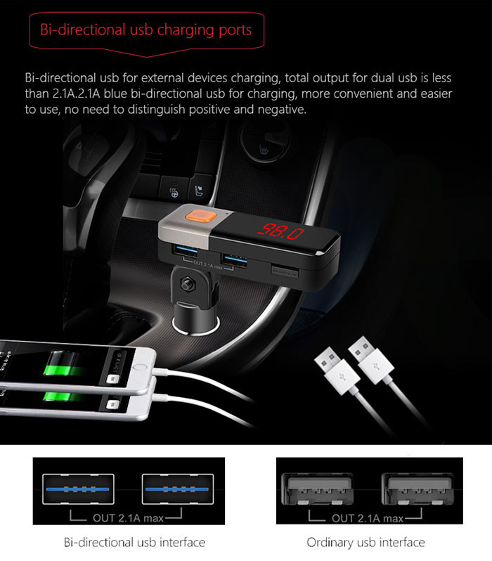 3 In 1 Bluetooth Hands Free Speaker Play Music Car Charger Support FM Radio