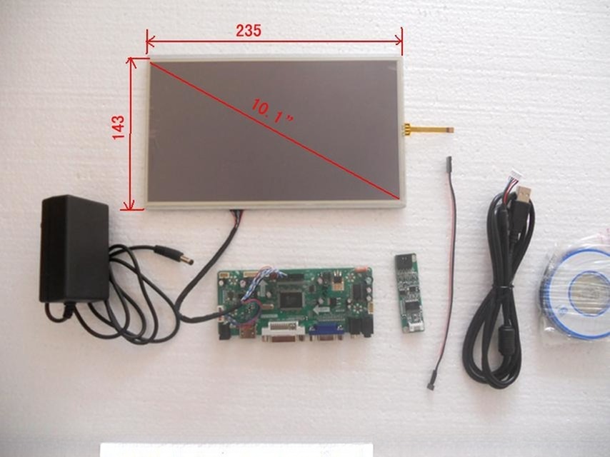 open frame touchscreen 10.1" inch LCD display VGA support HD AV monitor with 4line resistive touch panel