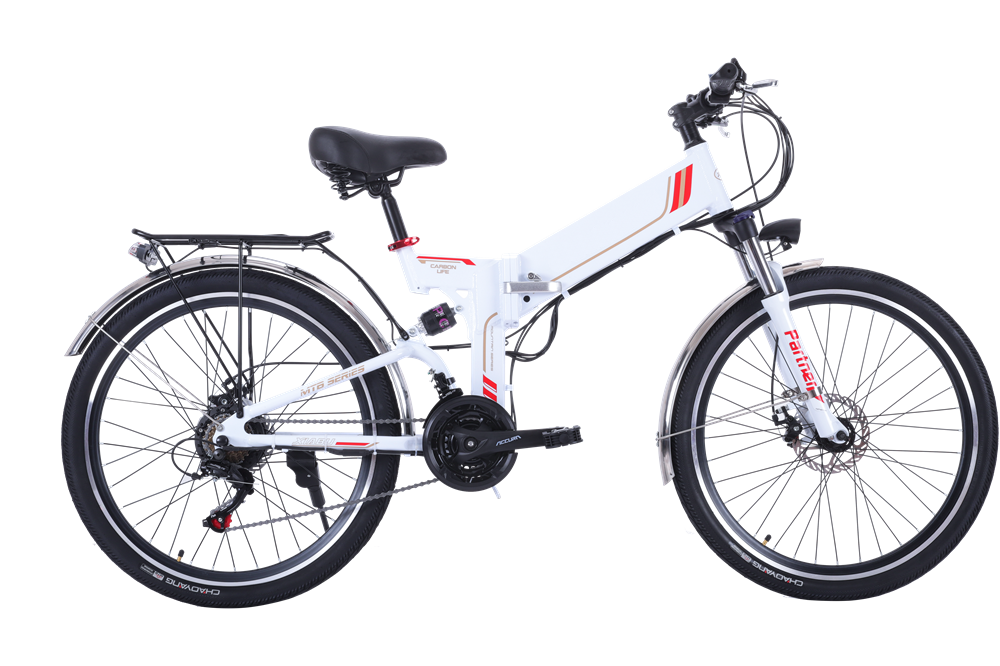 Foldable 48V 10.4AH Electric Bicycle with Aluminium Alloy Frame in Black and White
