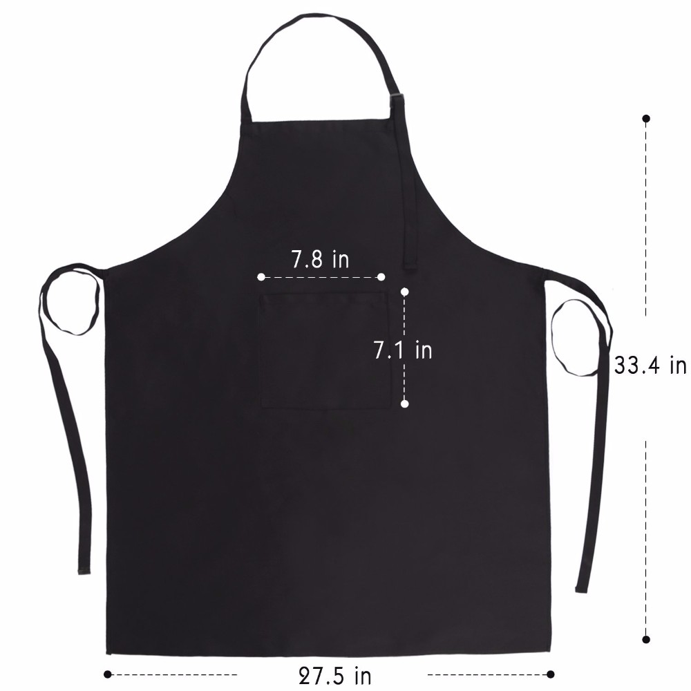 Sleeveless Chef Bib Waterproof Kitchen Apron Long Smooth Surface Black