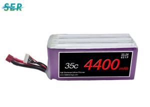 Quality High Discharge LiPO Battery Pack , 6S1P RC Helicopter Battery 22.2V 4400mAh 35C wholesale
