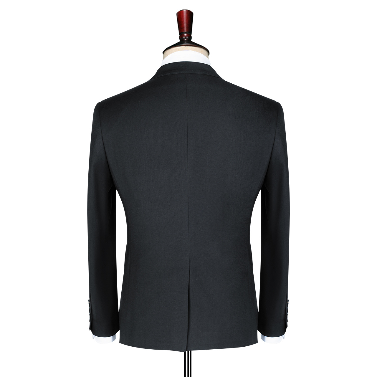 Slim Fit Black Formal Blazer Coats Suits Jacket with Flat Front Style and Mandarin Collar