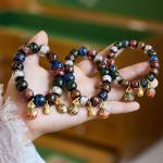 Hot Sale Multicolor 10 MM Pink Crack Shape Glass Beaded Bracelet Beautiful