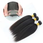 Long Kinky Straight Peruvian Wavy Curly Virgin Hair 3 Bundles With Closure