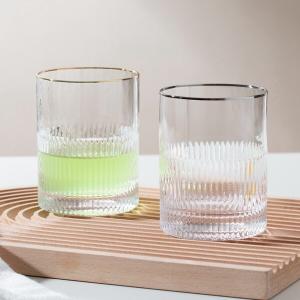 Quality Gold Rimmed Whisky Glass Drinking Cups 370ml 13 Ounce Hand Blown Glass Tumblers wholesale