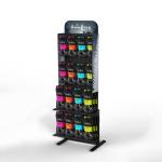 Customized Four Sided Cloth Display Stand Floorstanding Pegboard Metal Clothes