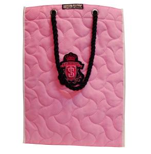 Quality Recyclable Colorful 75g Square Veins Quilted Non Woven Carry Bag With Twist Rope wholesale