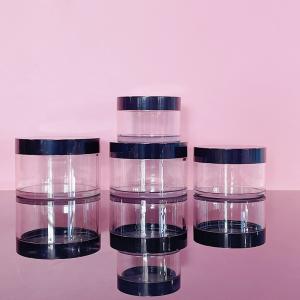 Quality Skincare PET Cosmetic Containers Clear 30g Cream Jar Black Caps wholesale