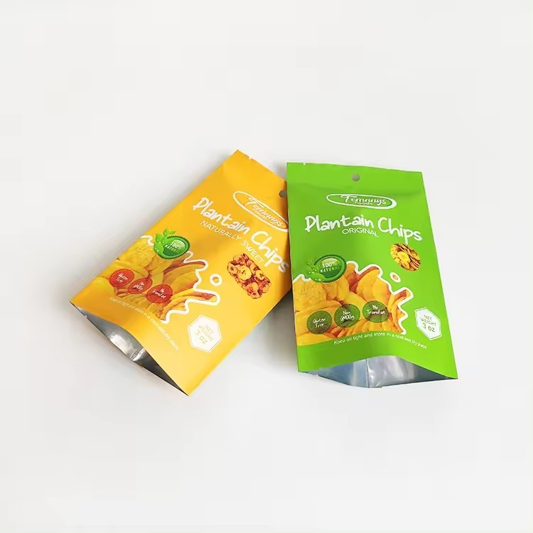 3.5 Mylar Bag Custom Printed Heat Seal Snack Banana Slices 3 Side Heat Seal Aluminum Foil Bag