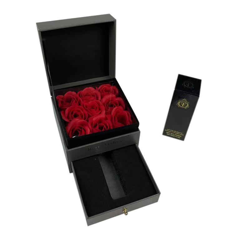Handmade Romantic Bouquet Creative Valentine Luxury Gift Box Packaging Custom Cardboard Sliding Drawer