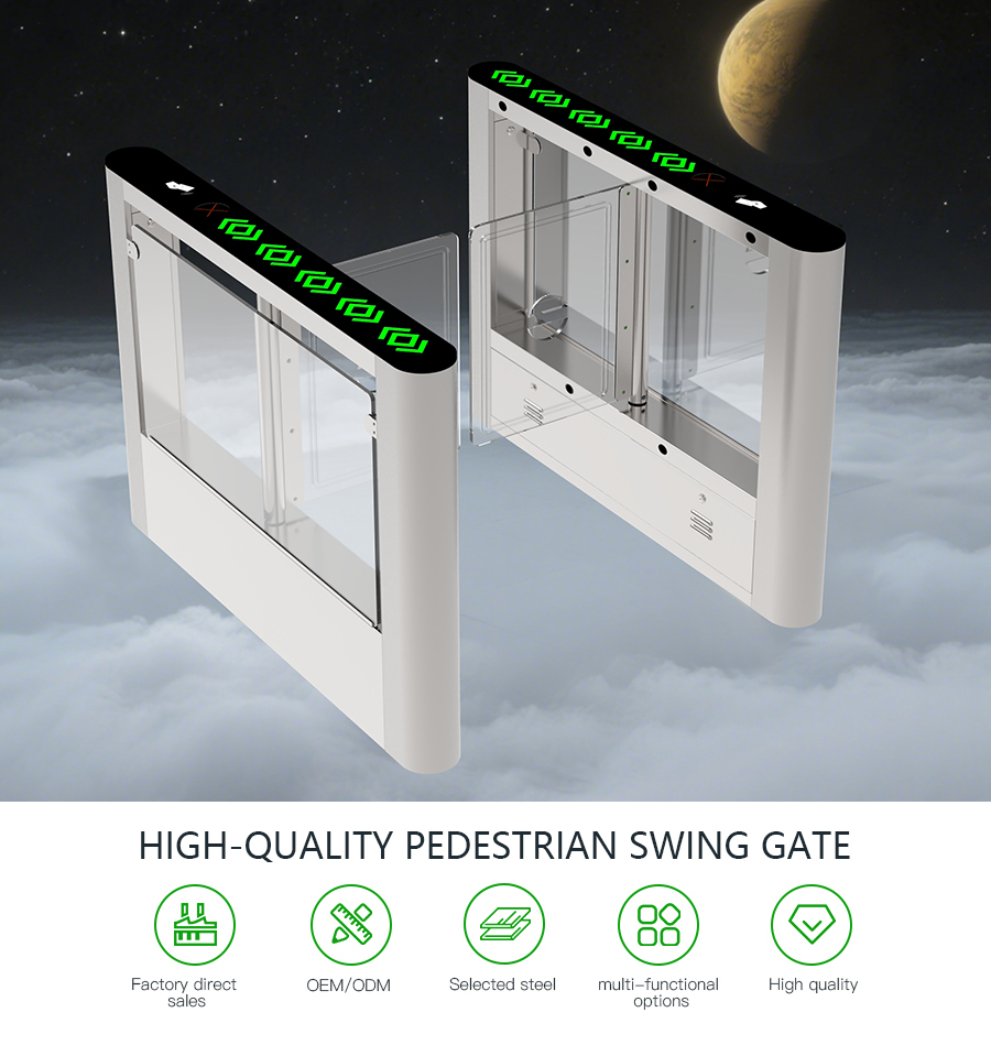 HCW Swing Barrier Turnstile Gate Waterproof Electronic Automatic High Security For Gym