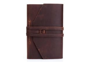 Quality Dark Borwn Color Personalized Leather Bound Journal Refillable Weight 488g wholesale
