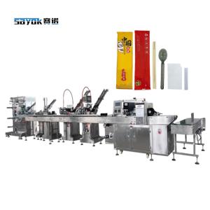 Quality Fully Automatic Packaging Line For Spoon Fork Knife Toothpick Napkin Salt Pepper Cutlery Set wholesale