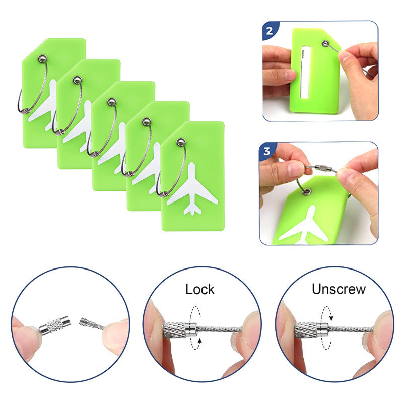 Silicone Luggage Tags for Travel Suitcases Simple Cartoon Design Name Cards Included