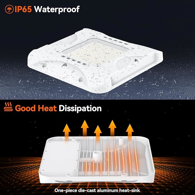 100W Square Gas Station Light IP65 With Adjustable Power / Color Temperature