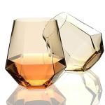 Diamond Shaped Tritan Stemless Wine Glasses PET Plastic Whisky Glass Non Toxic