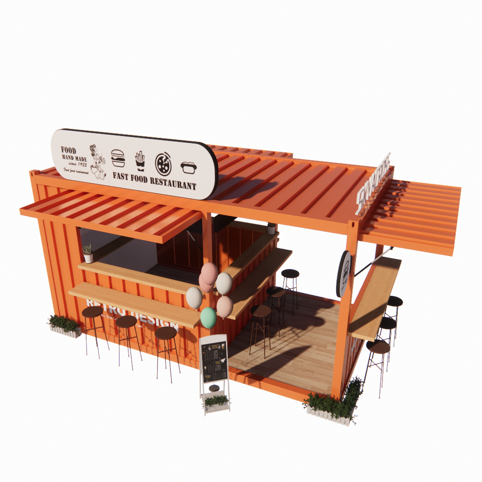 Aluminum Alloy Windows Popular 20FT Container Coffee Shop Container House for Restaurant