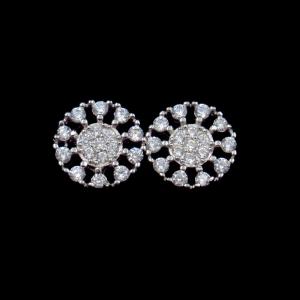 Quality Round Simple Circularity Silver Earrings Jewellery AAA Zircon 9 X 9 MM wholesale