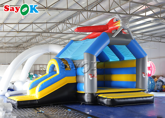 Airplane Inflatable Jumping Bouncer Castles With Water Slide