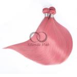 Pink Straight Remy Human Hair Bundles Sew In Weave Bundles Brazilian Bundle