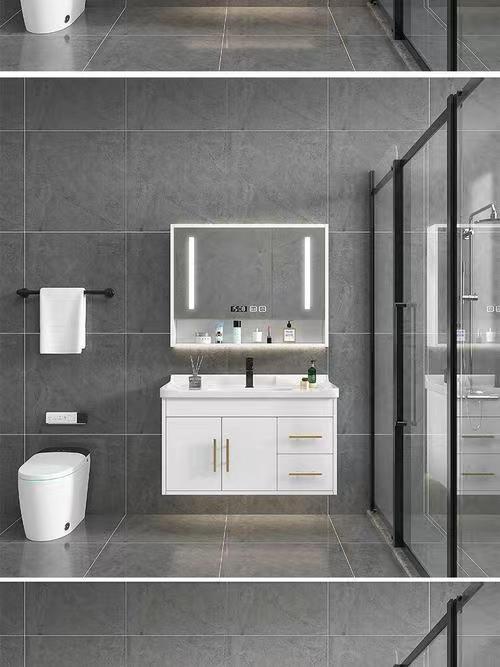 36 Inch Modern Sink Storage Basin Bathroom Vanity with Smart LED Mirror Customized Design