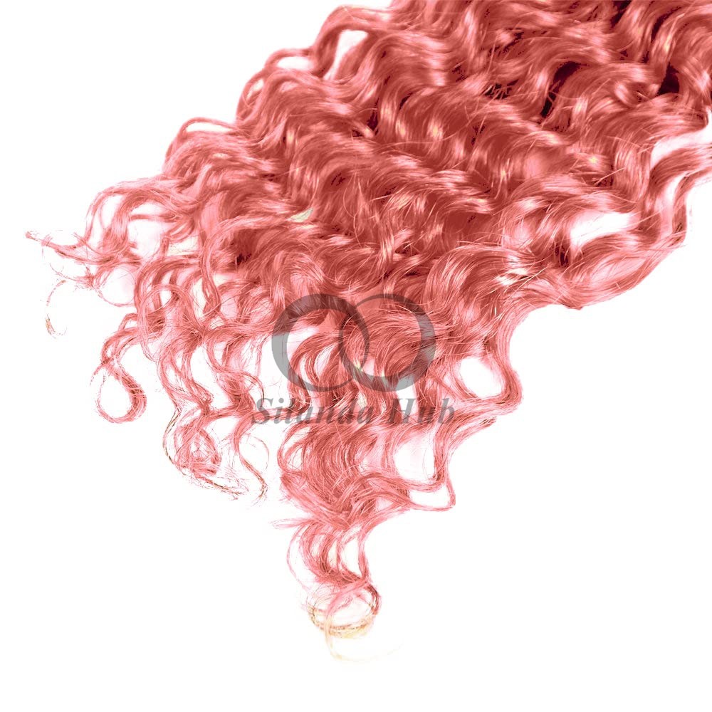 #T1B/Pink Deep Wave Remy Human Hair Bundles Sew In Weave Bundles Brazilian Bundle Deals