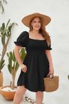 Large Size Women′s Large Size Solid Color Leisure Holiday Dress Travel Square