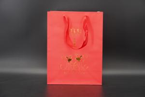 Quality Reusable Kraft Shopping Paper Bags With Ribbon Handles Printing Design wholesale