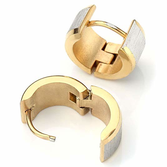 18G Stainless Steel Small Hoop Huggie Hinge Stud Earrings Silver Black Blue Gold
