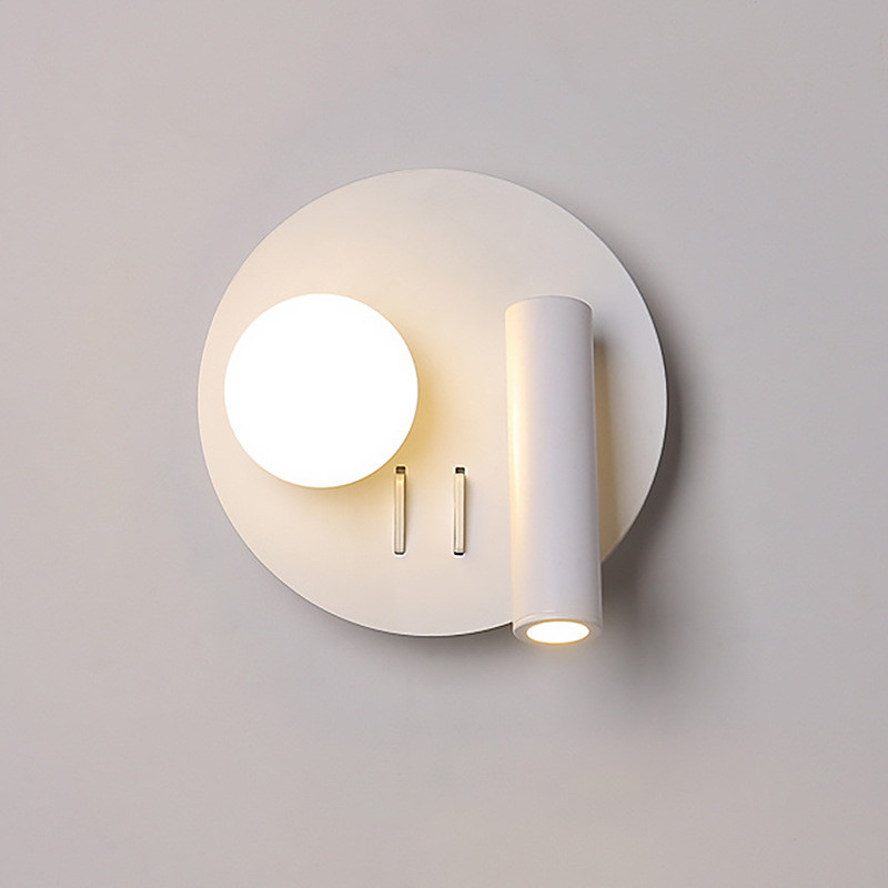 Bedside reading wall lamp acrylic ball Nordic bedroom bed board light living Bedhead wall light for hotel