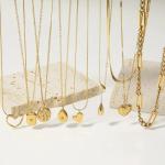 Customized Women Necklaces 18k Gold Waterdrop Zircon Heart Necklace Square