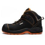 Slip Resistant Genuine Leather Hiking Shoes Black Heavy Duty Steel Toe Boots