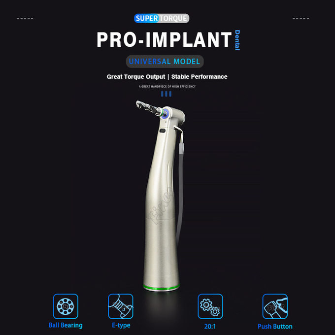 2000rpm Contra Angle Handpiece Dental Surgery 20/1 Implant Handpiece With Fiber Optical