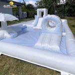 White Outdoor Inflatable Soft Play Equipment Playground Water Slide Pool For