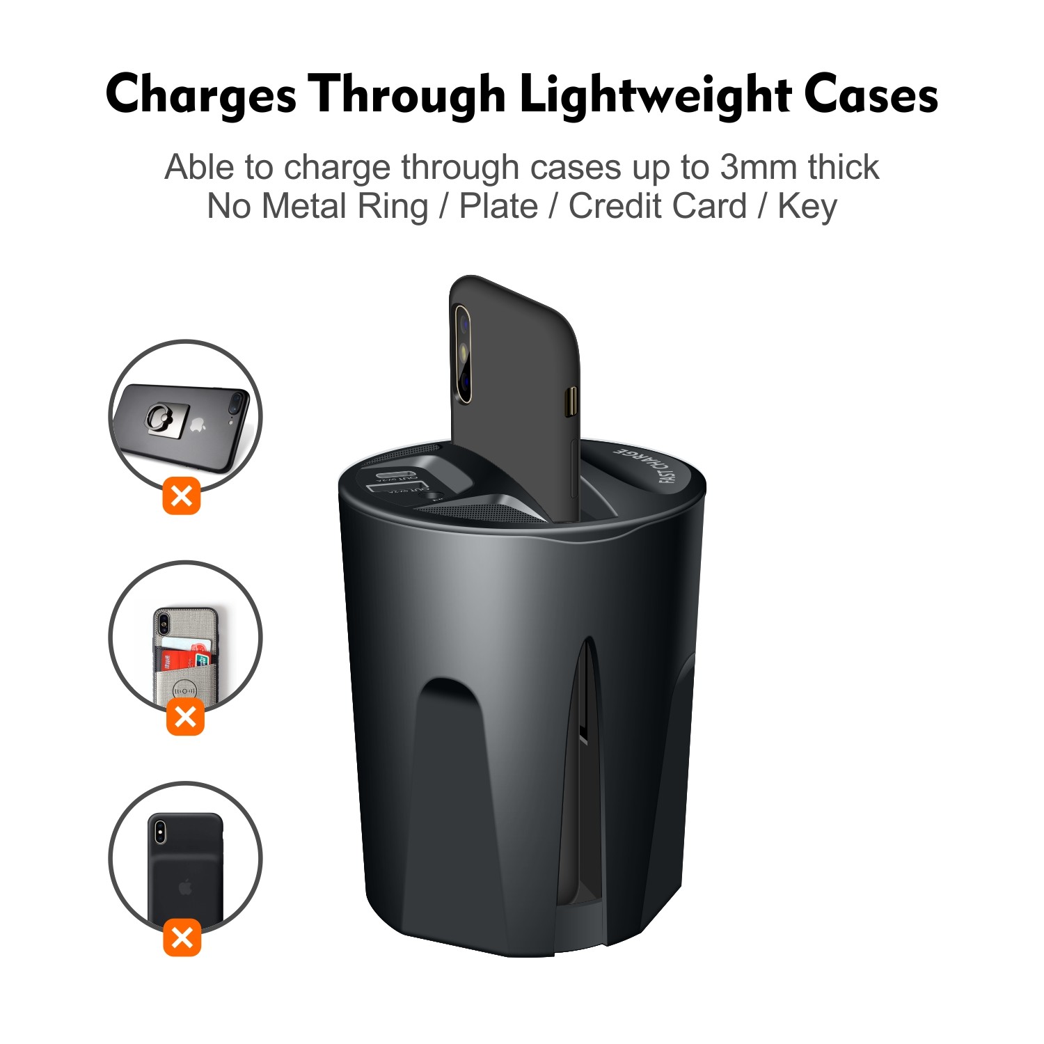 DC 12V/2A Fast Charge Car Use Wireless Charging Pad with Package Contents