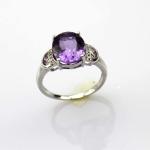 Fashion Jewelry 925 Silver 9mmx11mm Oval Amethyst Gemstone Ring with Cubic