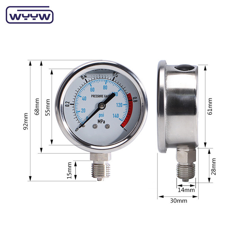 CE High Pressure Gauge Stainless Steel Autoclave Pressure Gauge Manometer