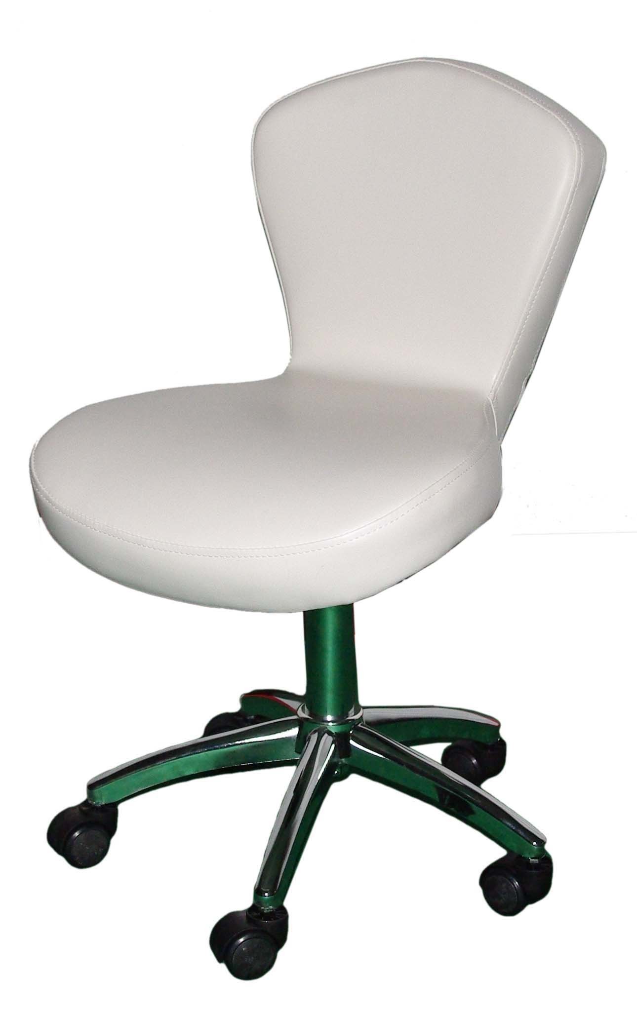 Chrome Salon Rolling Chair , Comfortable White Office Chair 360 Degree Swivel