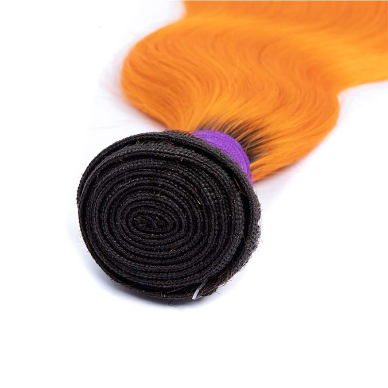 #T1B/Orange Body Wave Remy Human Hair Bundles Sew In Weave Bundles Brazilian Bundle Deals