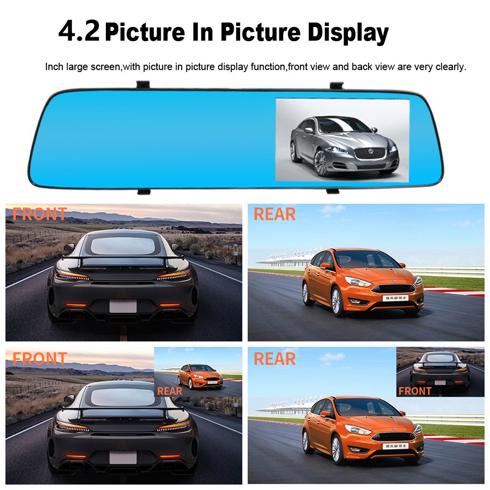Universal Auto Night Vision Dash Cam Tachograph HD Camera 1080p 4.2Inch