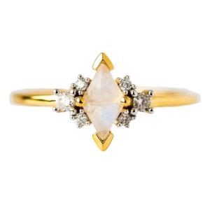 Quality 925 Sterling Silver Rainbow Jewelry Moonstone Blue Natural Moonstone Ring wholesale