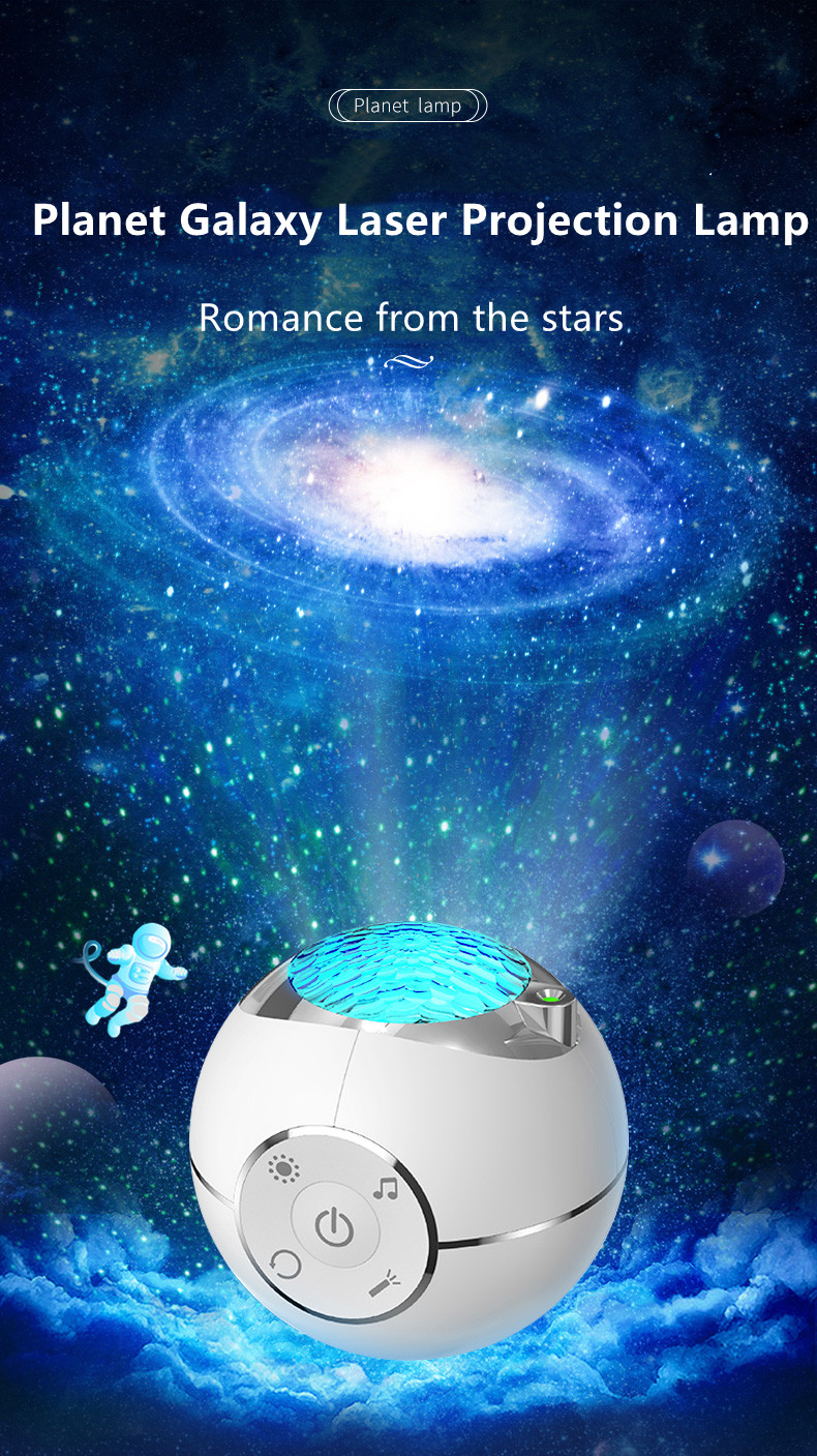 New Romantic Planet Galaxy Laser Projection Lamp 14 Lighting Modes and Built-in Music Bedside Night Light With Remote Co