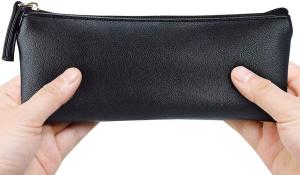 Quality MROCO Pencil Case Pencil Pouch Black Pencil Bag PU Leather Pen Case Small Zipper Pouch for Pencils, Pens, Markers, Makeu wholesale