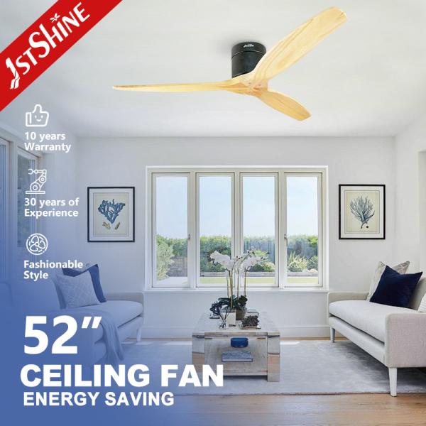 DC Motor 52 Inch Nature Wood 3 Wooden Blades Energy Saving Ceiling Fan for Air