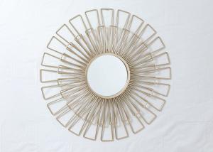 Quality Living Room Rose Gold Floral Metal Wall Art Mirror wholesale