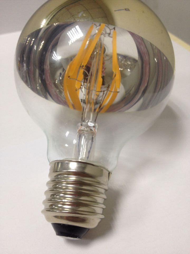 ETL UL cUL listed dimmable led globes lighting filament led G25/G80 half chrome mirror g
