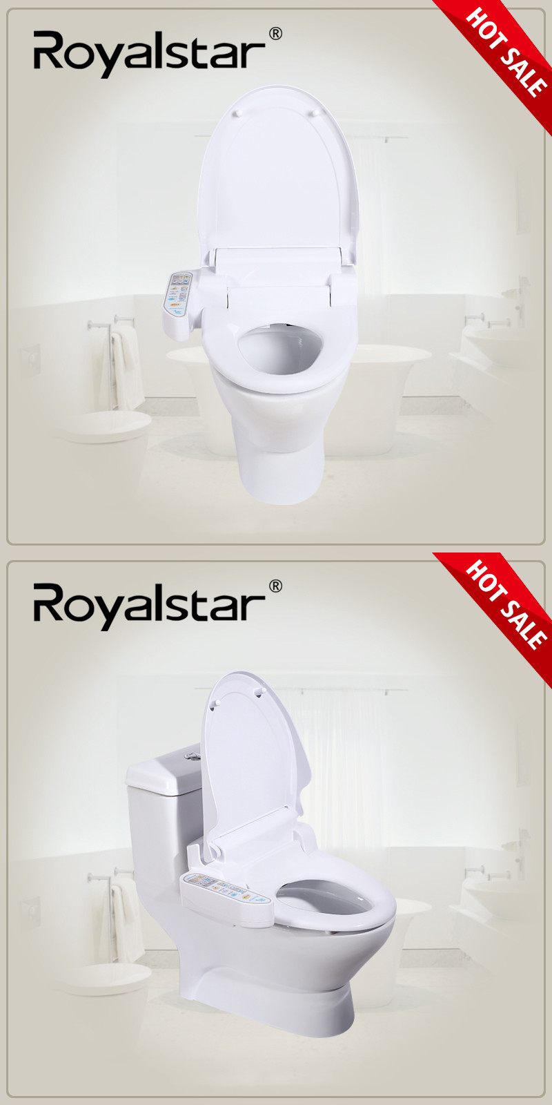 ABS Warm Water Soft Close White Color Electric Heated Toilet Seat Cover