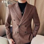 Men's Suede Suit Jacket Business Casual Style Slim Fit Blazer for Men Leather