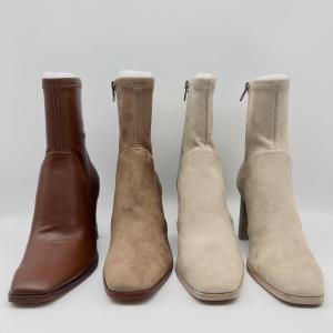 Quality Off White Womens Leather Dress Boots soft Tan Waterproof Leather Ankle Boots wholesale