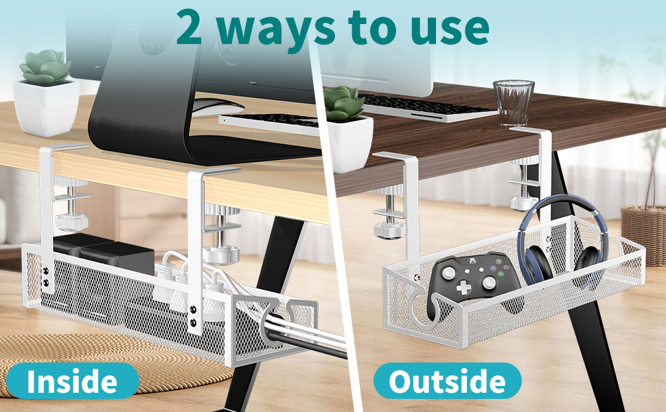 Under Desk No-Drill Cable Basket Metal Wire Cable Tray for Desk Cable Management